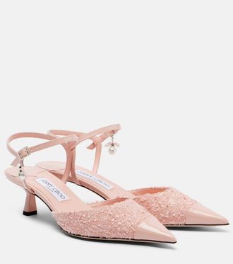 Jimmy Choo London Aren tweed slingback pumps