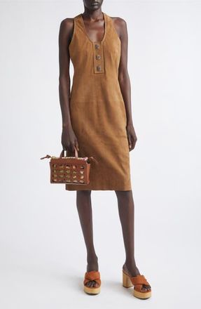 Ferragamo Racerback Nubuck Dress in Clay Chiaro Noce at Nordstrom, Size 42