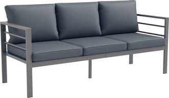 OUTSUNNY 3-Seater Aluminium Garden Bench w/ Cushions, Backrest & Armrest, Grey