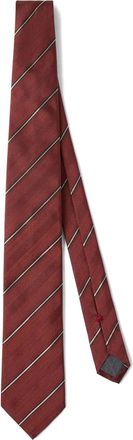 Brunello Cucinelli Cravatta in seta a righe - Arancione