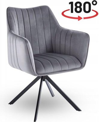 OEM Silla Giratoria De Terciopelo Gris Tapizada 180 Grados Modernos Furnitex