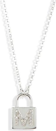 Meshmerise Diamond Padlock Initial Pendant Necklace - 0.12ct. in White-M at Nordstrom Rack