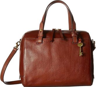 Fossil Rachel Satchel Satchel Womens Handbags Medium Brown, Synthetic/Textile