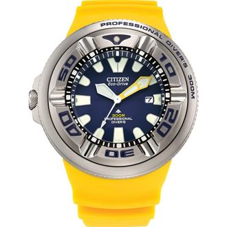Citizen Promaster Dive Ecozilla Polyurethane Strap Watch, 48mm in Navy/Yellow at Nordstrom