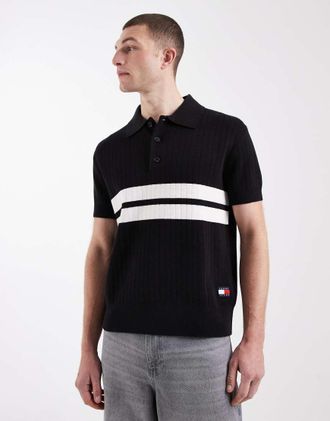 Tommy Jeans Polo in maglia nera-Nero