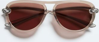 Bottega Veneta Knot Aviator Sunglasses - Brown - Unisex