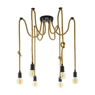 Eglo Eglo - Lampadario A Sospensione Vintage Rampside Acciaio Nero 6 Luci E27 D18