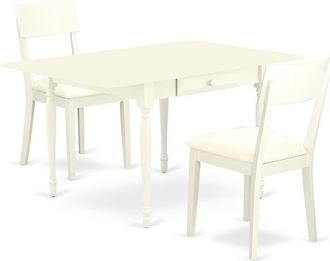 East West Furniture Dining Room Set Linen White, MZAD3-LWH-LC