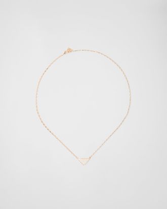 Prada Eternal Gold Eternal mini triangle pendant necklace in yellow gold and diamonds