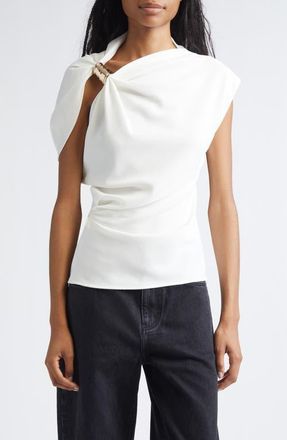 Proenza Schouler Malika Asymmetric Matte Crepe Top in White at Nordstrom, Size 10