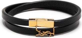 Saint Laurent Black Double Wrap Bracelet