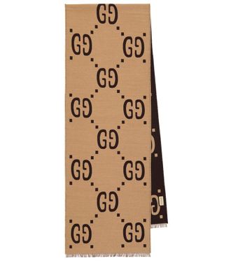 Gucci GG jacquard wool and silk scarf