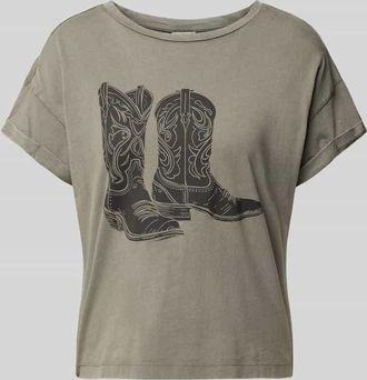 Noisy May T-Shirt mit Label-Print Modell BOHDI in Hellgrau, Größe XS