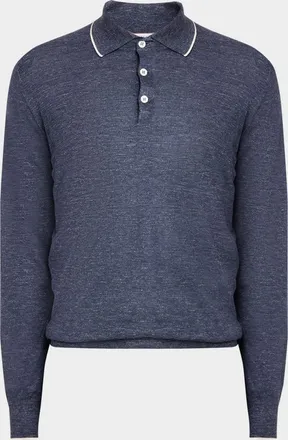 Brunello Cucinelli Men & apos;s Cashmere Tipped-Collar Polo Sweater