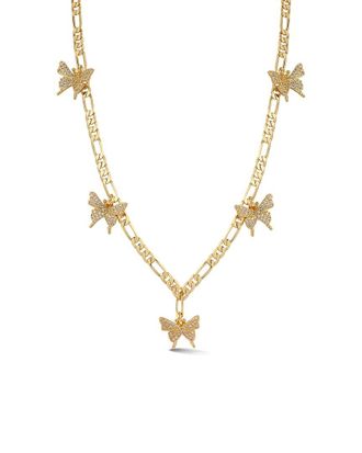 Chloe and Madison Chloe And Madison Plated Cz Vintage Butterfly Necklace