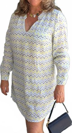 Hiho Bananakeet V-Neck Dress In Blue Zigzag