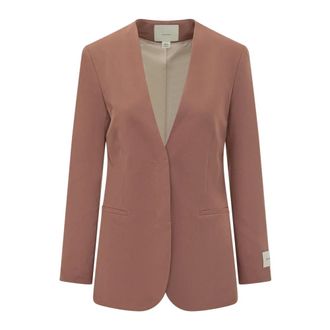 Calvin Klein Blazers, female, Brown, Size: 3XS Linen Blazer