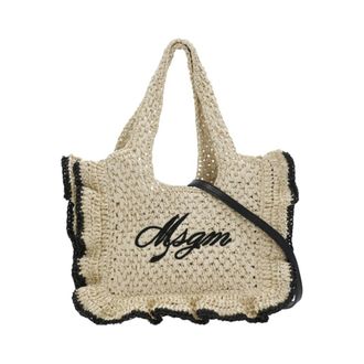 Msgm Cross Body Bags, female, Beige, Size: ONE SIZE Rafia Shopping Bag