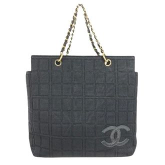 Chanel Pre-owned Tote Bags, female, Black, Size: ONE SIZE Pre-owned Chocolate Bar Shoulder Tote Bag