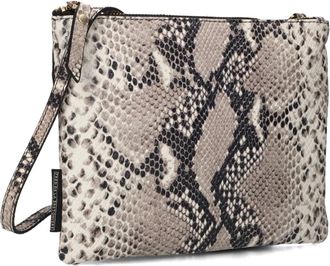 Fred De La Bretoniere Tassen, Dames, Beige, ONE Size, Python Printed Leather Crossbody Tas
