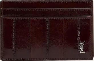 Saint Laurent Mens Tiny Cassandre Leather Card Case