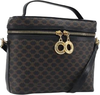 Celine Pre-owned Vintage Macadam Canvas Crossbody - Dames - Vintage Schoudertas - Zwart - ONE Size - Leer - Vintage