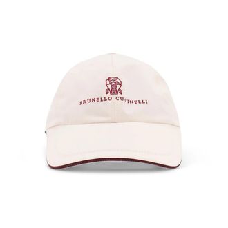 Brunello Cucinelli Logo Baseball Cap - unisex - Petten - Wit - L - Polyester - Accessoires