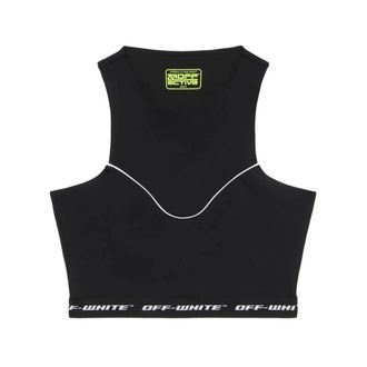 Off-white Sleeveless Tops, female, Black, Size: S Logoband Crop Top