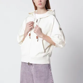 Moncler White short-sleeve jersey sweatshirt