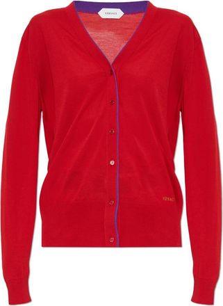 Versace Wol Gebreide Cardigan - Dames - Vesten - Rood - M - Wol - Truien & Vesten