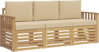 vidaXL Juegos De Sof&aacute;s 3 Uds. Y Beige Polyester Vidaxl