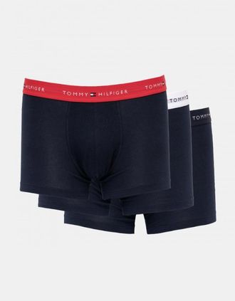 Tommy Hilfiger Mens Tommy Hilfiger 3 Pack Mens Colour Waistband Trunks - Primary Red/White/Desert Sky - Black - Size: 37/36/32