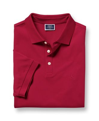 CHARLES TYRWHITT Pique Cotton Polo - Red Size Large by Charles Tyrwhitt