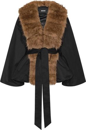 Rotate Jas met Faux Fur Kraag - Dames - Jassen - Zwart - S - Katoen - Jassen
