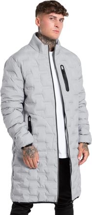 Bee Inspired Collection Draper Athletic Longline Puffer Jacket, Light Grey, Double Pockets - Size S