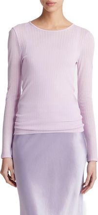 Vince Semisheer Rib Long Sleeve Top in Dark Peony at Nordstrom Rack, Size X-Small
