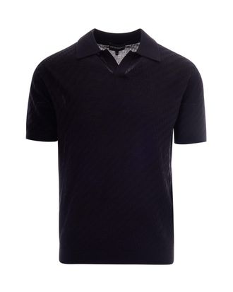 Emporio Armani Textured Knit Polo Shirt with Classic Collar