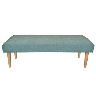 NATYAL Banqueta tapizada pie de cama verde aguamarina patas de madera 120cm