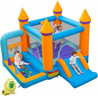 Costway Costway - Castillo Hinchable Grande Con Soplador, Castillo Hinchable Para Ni&ntilde;os 3-10 A&ntilde;os, 337 X 325 X 256 Cm, Baloncesto, Tobog&aacute;n, &Aacute;rea De Juegos Con