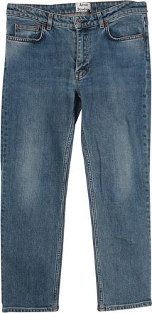 Acne Studios Row Straight Cut Jeans in Blue Cotton Denim