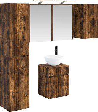 vidaXL Juego De Muebles De Ba&ntilde;o 5 Uds. Roble Ahumado Vidaxl