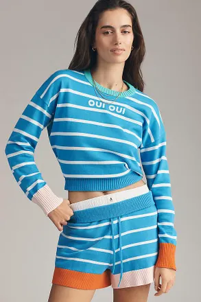 Sundry French Stripe Drawstring Shorts