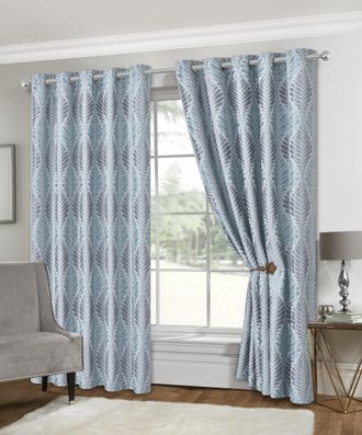 Lewis's Clarion Eyelet Curtains - Teal - Width 66 x Drop 90 (168 x 229cm) | TJ Hughes