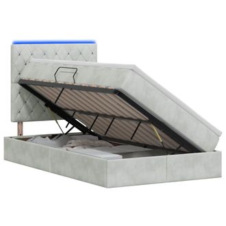 vidaXL Letto Con Contenitore Led E Materasso Grigio Chiaro Vidaxl