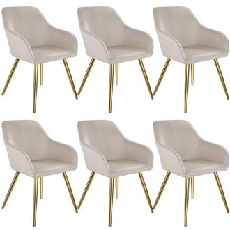 TecTake Accent Chair Marilyn Set Of 6 - Taupe/Gold in Taupe | Size: 6 Pack