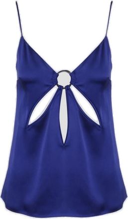 Stella McCartney Stijlvolle TOP voor modeliefhebbers - Dames - Tops zonder mouwen - Blauw - M - Satijn - Tops