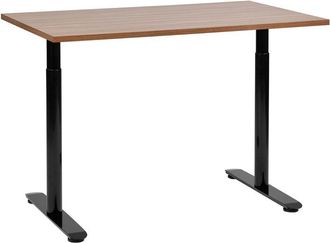 Beliani Beliani - Escritorio De Altura Regulable Manualmente Oficina Moderna Patas Redondas 120 X 72 Cm Tablero Madera Oscura Soporte De Acero Negro Destinas