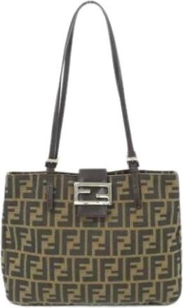 Fendi Pre-owned Shoulder Bags, female, Brown, Size: ONE SIZE Pre-owned Vintage Canvas Shoulder Bag