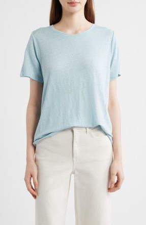 Eileen Fisher Organic Linen Crewneck T-Shirt in Breeze at Nordstrom, Size Xx-Small