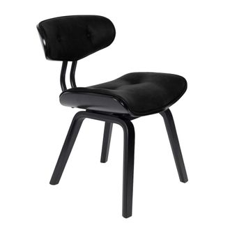 Dutchbone Silla de cuero negro Blackwood